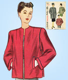 1940s Vintage Simplicity Sewing Pattern 1531 Plus Size WWII Coat or Jacket 48 B - Vintage4me2