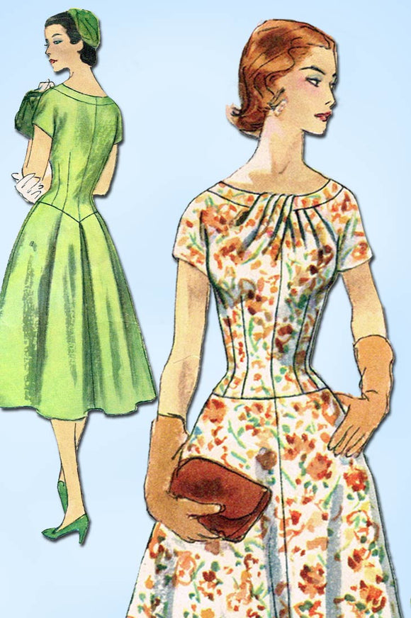 1950s Vintage Simplicity Sewing Pattern 1532 Misses Cocktail Dress Size 14 32 B