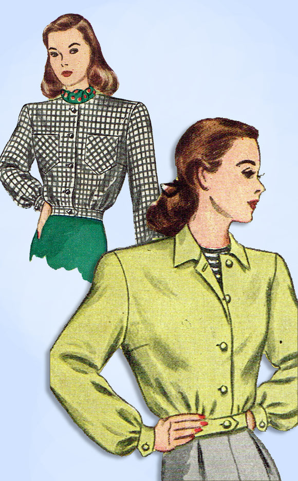 1940s Vintage Simplicity Sewing Pattern 1535 Uncut WWII Battle Jacket Sz 34 Bust