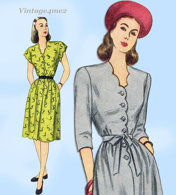 Simplicity 1549: 1940s Uncut Misses Dress Sz 38 Bust Vintage Sewing Pattern