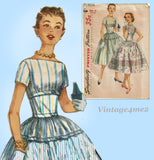 Simplicity 1556: 1950s Teen Misses Party Dress Size 32 B Vintage Sewing Pattern