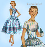 Simplicity 1556: 1950s Teen Misses Party Dress Size 32 B Vintage Sewing Pattern