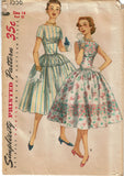 Simplicity 1556: 1950s Teen Misses Party Dress Size 32 B Vintage Sewing Pattern