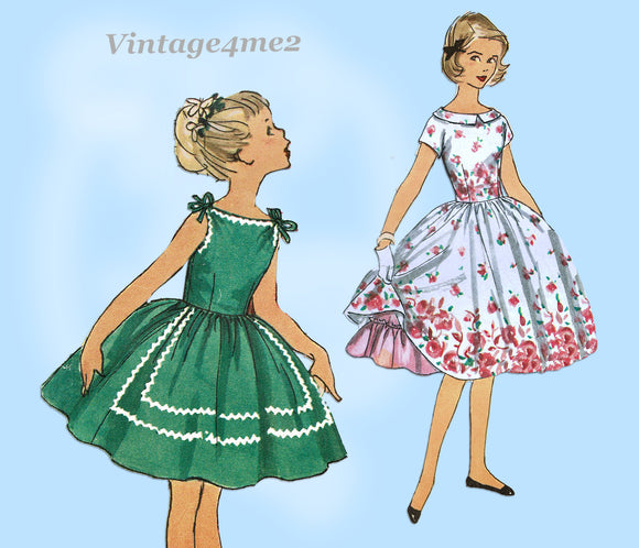 1950s Vintage Simplicity Sewing Pattern 1560 Cute Little Girls Party Dress Sz 8