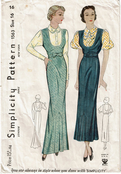 Simplicity 1563: 1930s Rare Evening Jumper & Blouse 34 B Vintage Sewing Pattern
