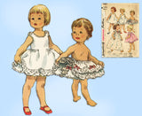 1950s Vintage Simplicity Sewing Pattern 1563 Toddler Girls Slip & Panties Size 2