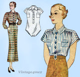 Simplicity 1565: 1930s Misses Skirt & Blouse Size 34 Bust Vintage Sewing Pattern