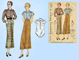 Simplicity 1565: 1930s Misses Skirt & Blouse Size 34 Bust Vintage Sewing Pattern