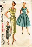 1950s Vintage Simplicity Sewing Pattern 1566 Misses Cocktail Dress Size 18 36 Bust