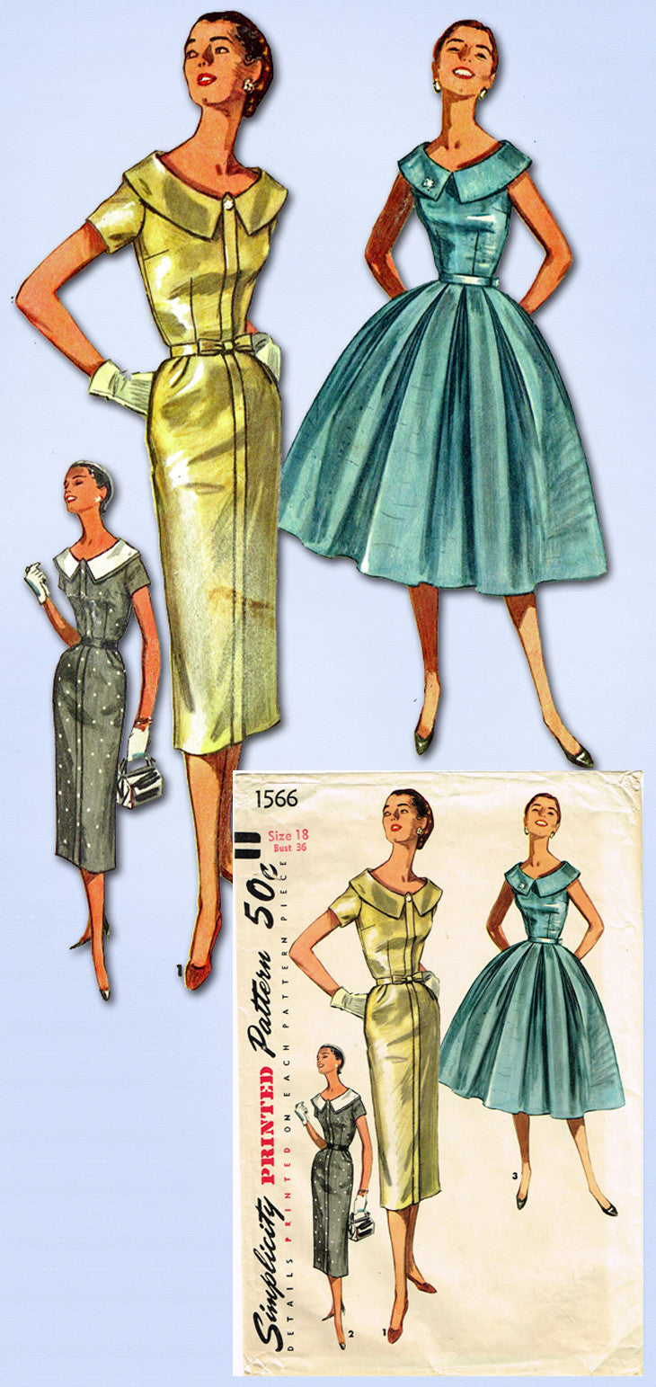 cocktail dress sewing patterns 1950s Vintage Simplicity Sewing Pattern 1566 Misses Cocktail Dress Siz – Vintage4me2