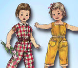 1950s Vintage Simplicity Sewing Pattern 1594 Toddler Girls Coveralls Size 1