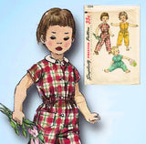 1950s Vintage Simplicity Sewing Pattern 1594 Toddler Girls Coveralls Size 1