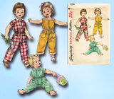 1950s Vintage Simplicity Sewing Pattern 1594 Toddler Girls Coveralls Size 1