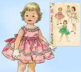 1950s Vintage Simplicity Sewing Pattern 1595 Toddler Girls Party Dress Sz 5