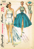 1950s Vintage Simplicity Sewing Pattern 1605 Sexy Off the Shoulder Playsuit Sz 32 Bust -Vintage4me2