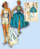 1950s Vintage Simplicity Sewing Pattern 1605 Sexy Off the Shoulder Playsuit Sz 32 Bust -Vintage4me2