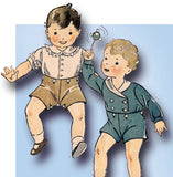 1930s Vintage Simplicity Sewing Pattern 1614 Toddler Boys Romper or Creeper Sz 3