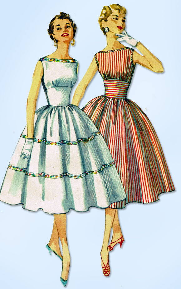 1950s Original Vintage Simplicity Pattern 1614 Misses Party Dress Size 31 Bust