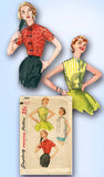 1950s Vintage Simplicity Sewing Pattern 1642 Uncut Misses Sleeveless Blouse 32B