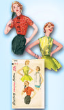 1950s Vintage Simplicity Sewing Pattern 1642 Uncut Misses Blouse Set Size 30 B