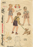 1940s Vintage Simplicity Sewing Pattern 1652 Toddler Boys Overalls & Shirt Sz 4