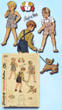 1940s Vintage Simplicity Sewing Pattern 1652 Toddler Boys Overalls & Shirt Sz 4