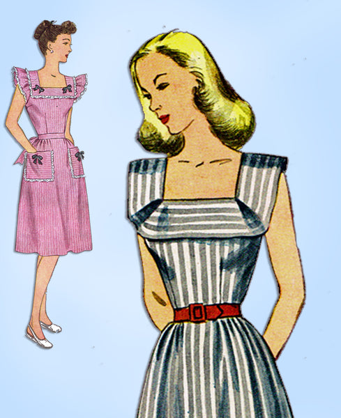 1940s Vintage Simplicity Sewing Pattern 1663 Uncut Misses Sun Dress Size 30 Bust