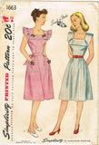 1940s Vintage Simplicity Sewing Pattern 1663 Uncut Misses Sun Dress Size 30 Bust