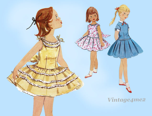 Simplicity 1670: 1950s Sweet Toddler Girls Sun Dress Sz 4 Vintage Sewing Pattern