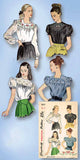 1940s Vintage Simplicity Sewing Pattern 1671 WWII Misses Embroidered Blouse Sz16
