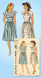 1940s Vintage Simplicity Sewing Pattern 1676 Easy Misses Summer Dress Sz 14 32B