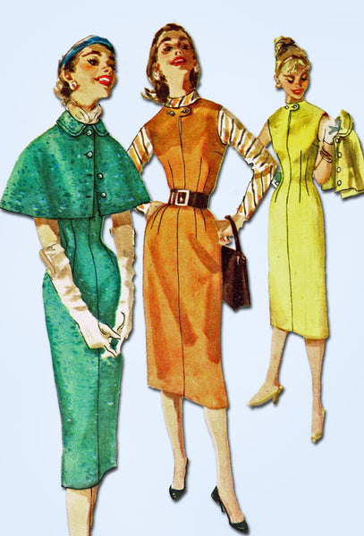 1950s Vintage Simplicity Sewing Pattern 1676 Misses Dress and Capelet ...