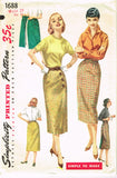 1950s Vintage Simplicity Sewing Pattern 1688 Complete  Misses Slender Wrap Skirt 24W