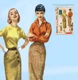 1950s Vintage Simplicity Sewing Pattern 1688 Misses Slender Wrap Skirt Sz 26 W