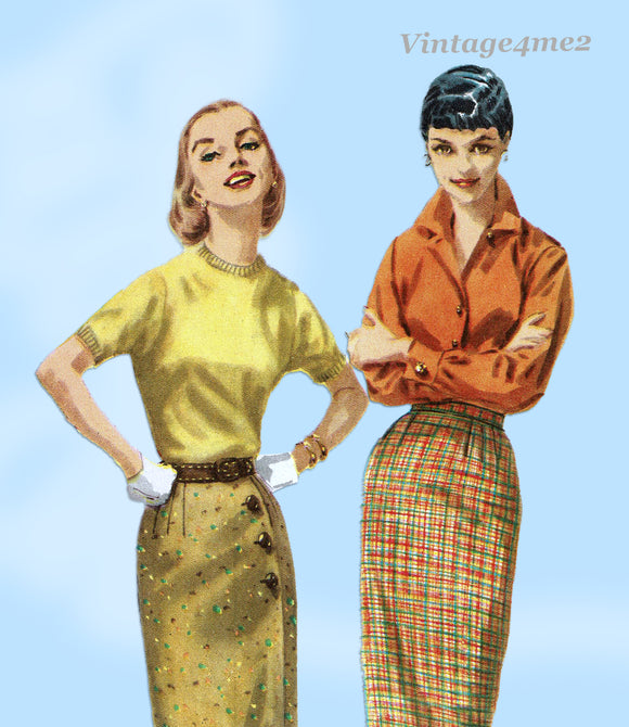 1950s Vintage Simplicity Sewing Pattern 1688 Misses Slender Wrap Skirt Sz 26 W