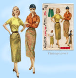 1950s Vintage Simplicity Sewing Pattern 1688 Misses Slender Wrap Skirt Sz 26 W