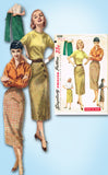 1950s Vintage Simplicity Sewing Pattern 1688 Complete  Misses Slender Wrap Skirt 24W