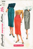 1950s Vintage Simplicity Sewing Pattern 1690 Misses Simple to Make Skirt Sz 27 W