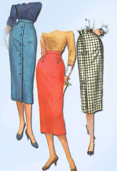 1950s Vintage Simplicity Sewing Pattern 1690 Misses Simple to Make Skirt Sz 27 W