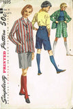 1950s Vintage Simplicity Sewing Pattern 1695 Uncut Misses Shorts and Blazer Sz11