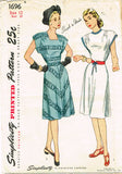 1940s Vintage Simplicity Sewing Pattern 1696 Uncut Misses Simple Dress Size 12