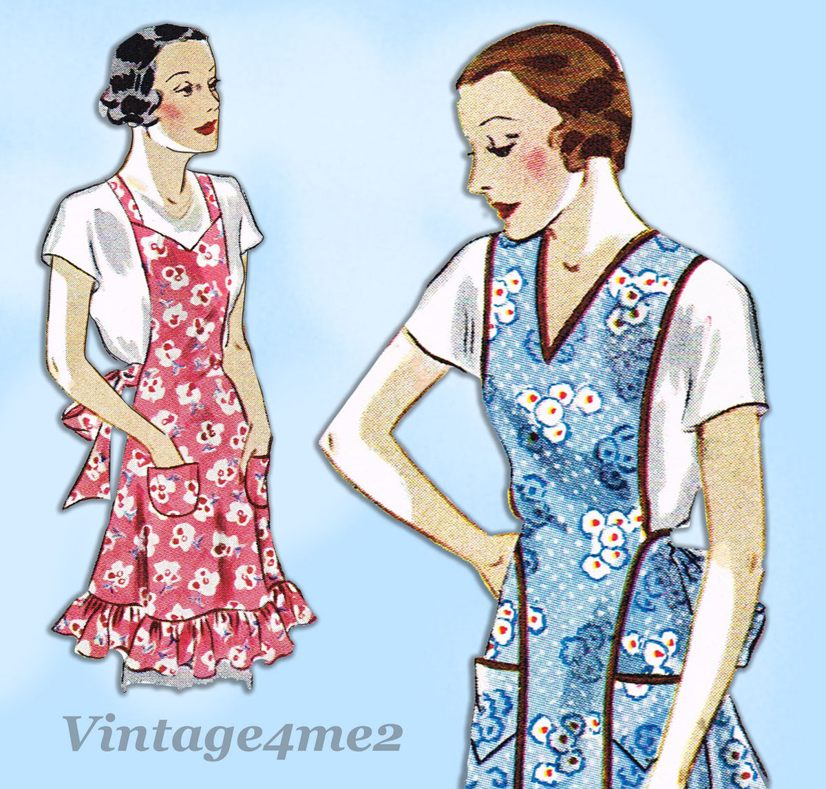 Simplicity 1699: 1930s Misses Farm Kitchen Apron 32-34 B Vintage Sewin ...