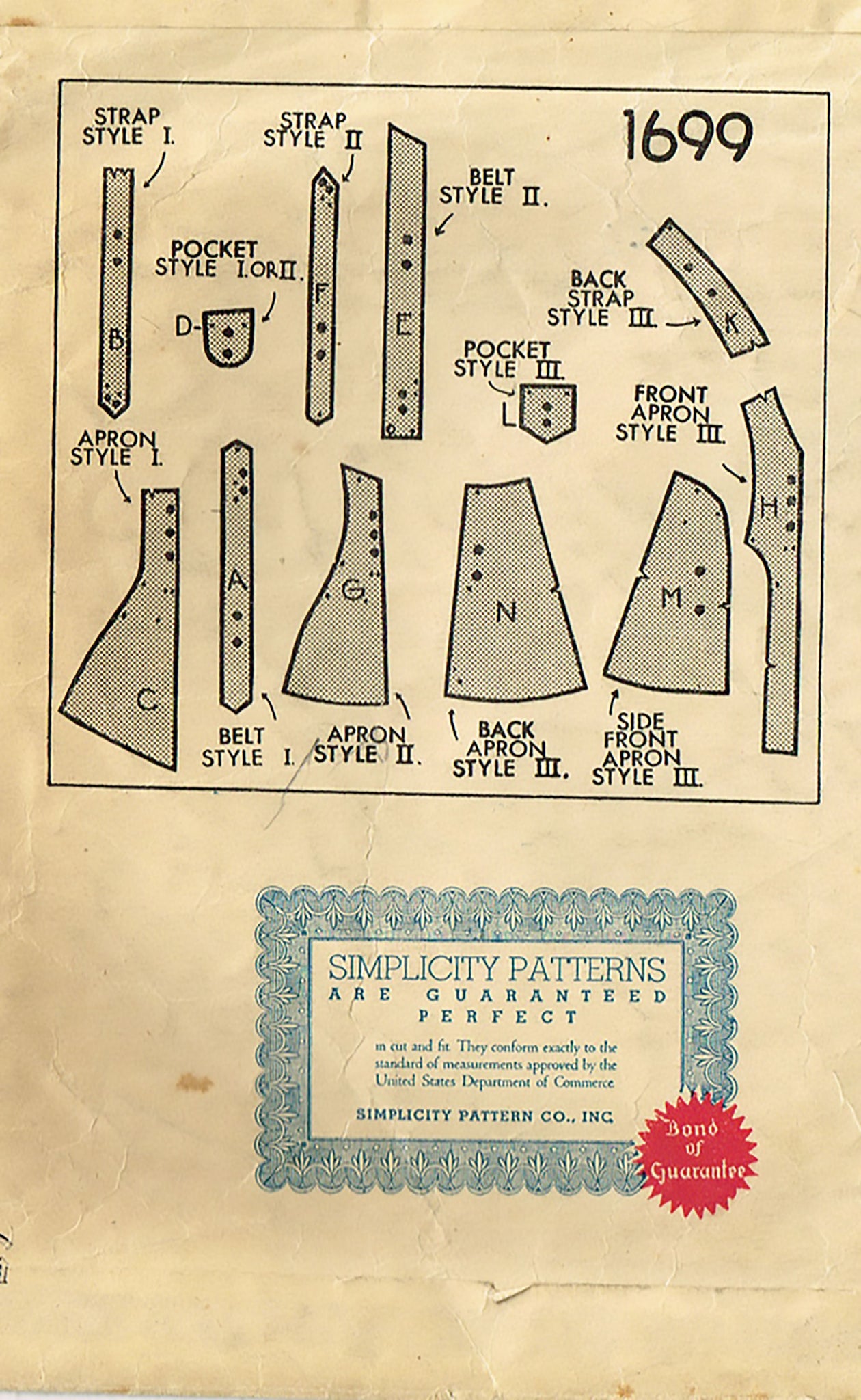 Simplicity 1699 Simplicity 1699: 1930s Misses Farm Kitchen Apron 32-34 B Vintage Sewin ...