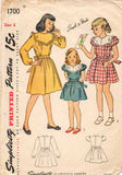 1940s Vintage Simplicity Sewing Pattern 1700 Easy Uncut Toddler Girls Dress Sz 6 -Vintage4me2