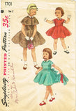 1950s Vintage Simplicity Sewing Pattern 1701 Toddler Girls Empire Dress Size 2