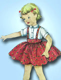 1950s Vintage Simplicity Sewing Pattern 1702 Simple Girls Skirt & Blouse Size 4