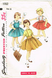 1950s Vintage Simplicity Sewing Pattern 1702 Simple Girls Skirt & Blouse Size 4