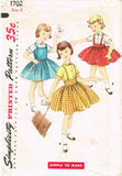 1950s Vintage Simplicity Sewing Pattern 1702 Easy Girls Skirt & Blouse Size 6