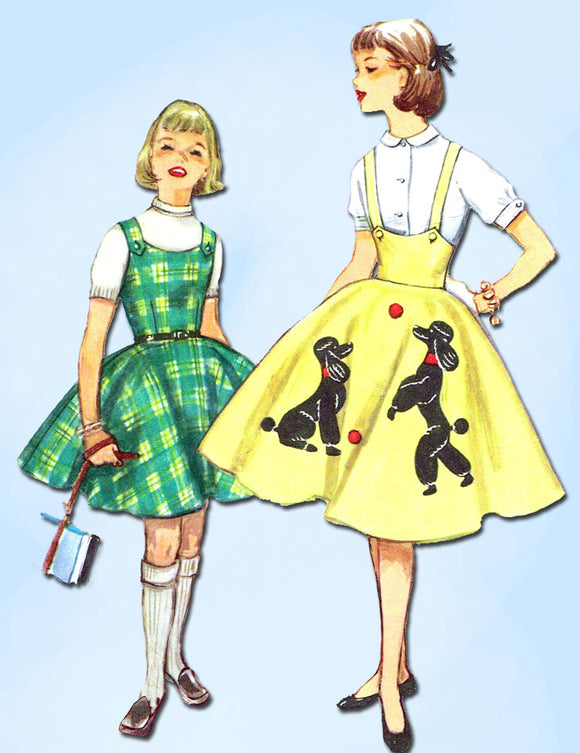 1950s Vintage Simplicity Sewing Pattern 1704 Easy Little Girls Poodle Skirt Sz 7 -Vintage4me2