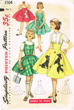 1950s Vintage Simplicity Sewing Pattern 1704 Easy Little Girls Poodle Skirt Sz 7 -Vintage4me2